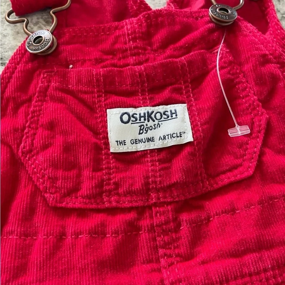 OshKosh B'gosh Bright Red drew bibs dress size 9months